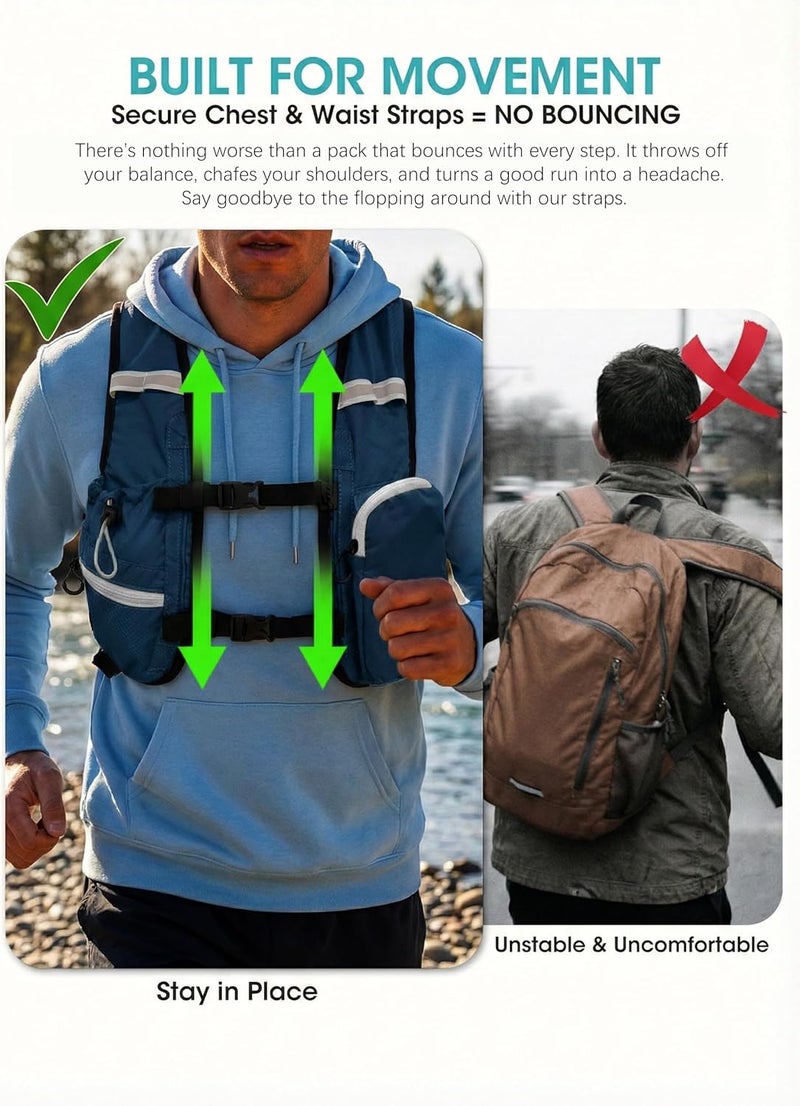 VPBAGE Store Foldable Small Hiking Backpack with 3 Strap Pockets – Lightweight 300D Spill-proof Daypack for Men Women – Packable Small Travel Backpack with Chest Strap & Trekking Pole Holder – Durable Outdoor Bag - Image 3